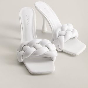 NWT Mango Leather Braided Mules